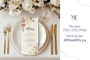 4x9 Menu Card PSD, Wedding Program, a Mockup by Mie Mockup Studio (Thumbnail 6 of 9)