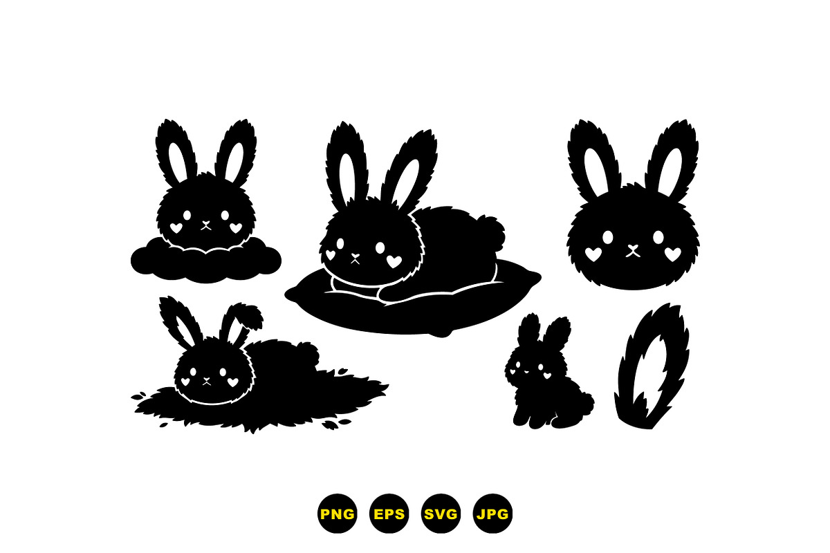 Cute Fluffy Bunny Clipart, an Illustration by designvectx (Photo 3 of 3)