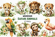 Watercolor - Safari Animals Png, an Illustration by Craft Nest (Thumbnail 1 of 11)