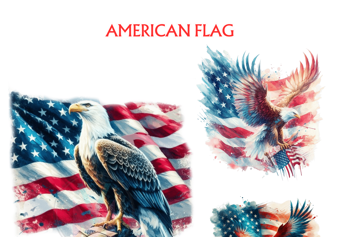 American Flag Clipart Bundle, USA, a Seasonal Illustration by VM PARTYS  BY TAIRUMA (Photo 8 of 10)