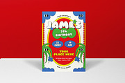 Red Kiddieland Birthday Invitation, a Card Template by graphicook (Thumbnail 1 of 3)