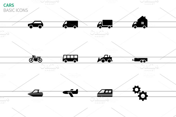 Cars And Transport Icons On White