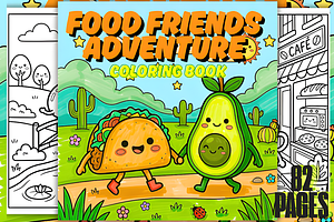 Food Friends Adventure Coloring Book, a Food Illustration by Ink Gallery