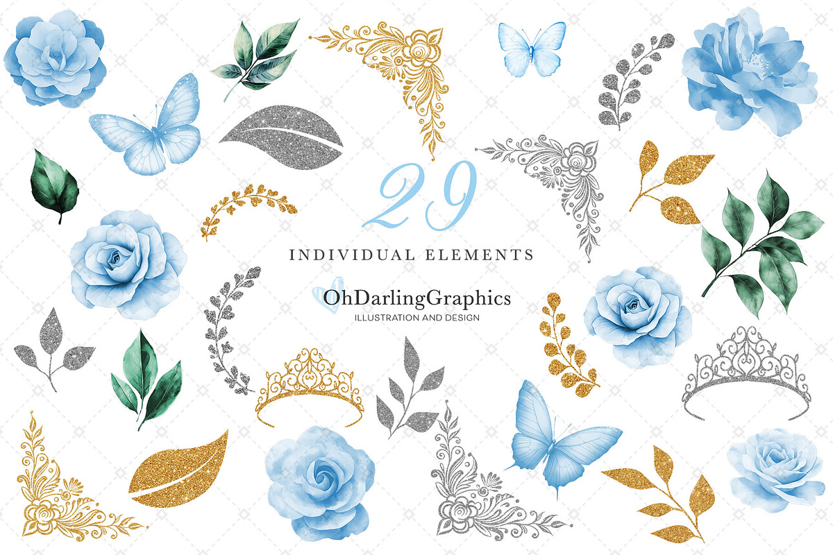 Light Blue Princess Dress Clipart, an Illustration by Oh Darling Graphics (Photo 3 of 3)