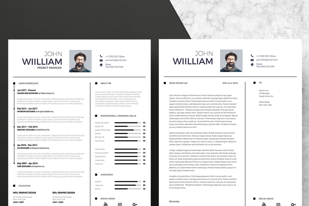 Modern Resume & CV Template, a Resume Template by Hito Graphic (Photo 3 of 8)