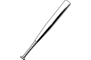 Black And White Baseball Bat, an Illustration by HitToon
