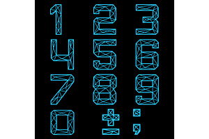 Neon glittering alphabet - numbers, an Outline Icon by RODINA