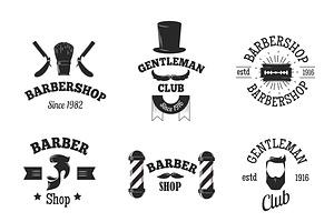 Barber Shops Symbols Vector Set