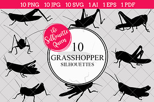 Grasshopper Insect Silhouette Vector