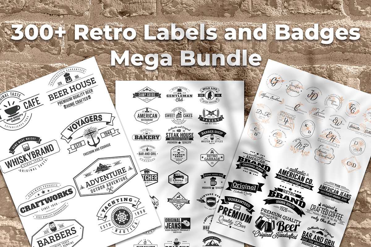 300++ Retro Labels and Badges Bundle, a Branding & Logo Template by Arys Design (Photo 1 of 12)