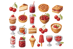 Cherry Dessert  Collection, an Object Graphic by RT Studio