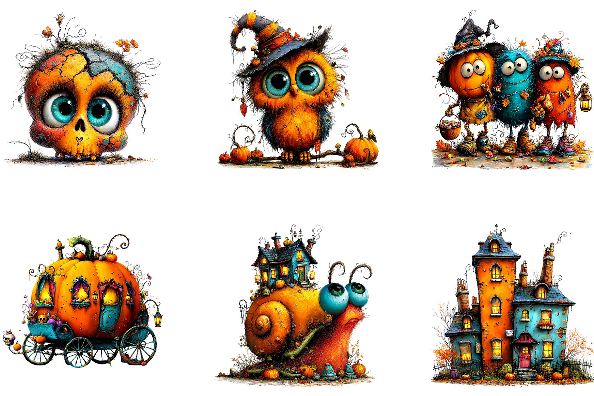 Whimsical Halloween Clipart, a Seasonal Illustration by CreationArt (Photo 5 of 5)