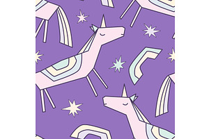 Abstract hand drawn linear unicorns, an Illustration by Toltemara