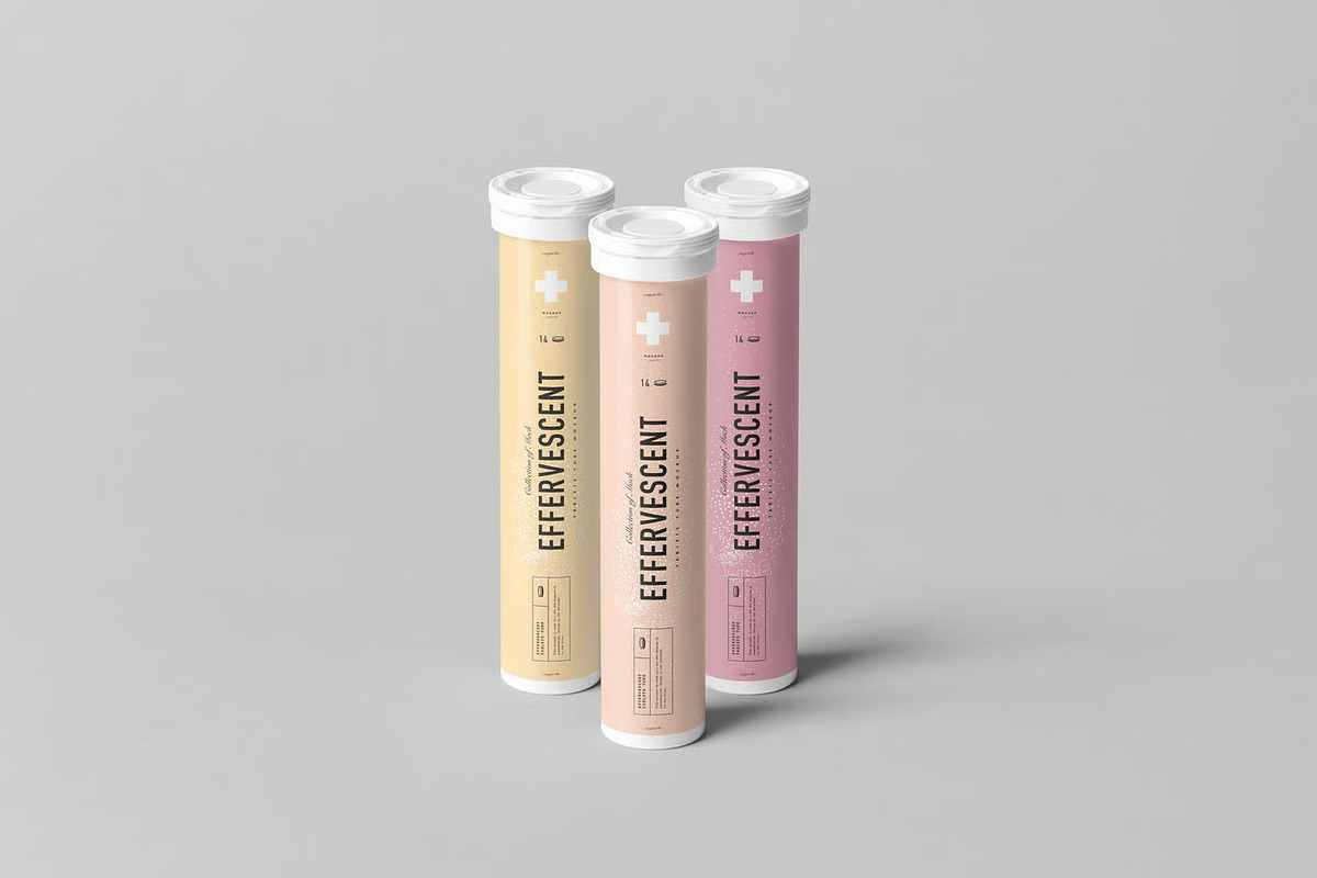 Effervescent Tablets Tube Mock-up, a Packaging Mockup by zippypixelstudio (Photo 6 of 11)