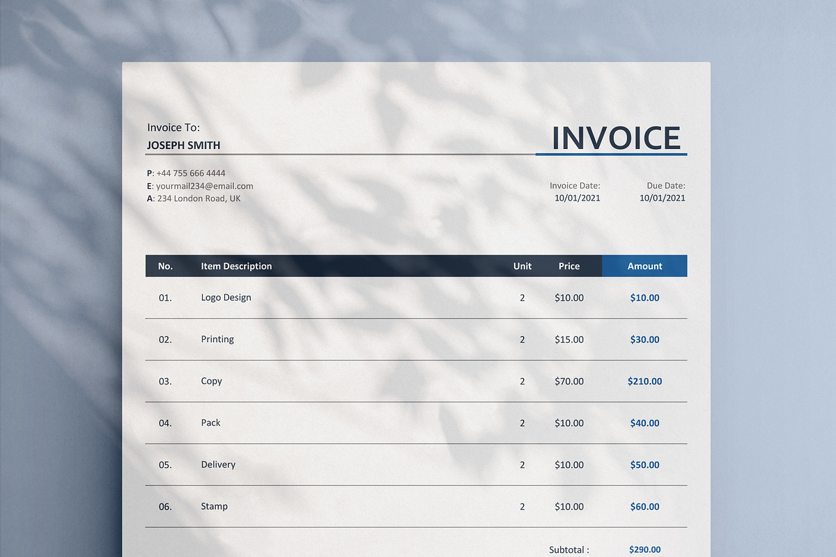 Minimal Invoice Template, a Product Mockup by Ree_Creative (Photo 2 of 2)