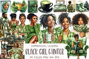 Black Girl Winter Evening Clipart, an Illustration by OK Design (Thumbnail 1 of 5)