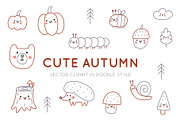 Cute Autumn - doodle style clipart, a Decorative Illustration by Barkova Nadya (Thumbnail 1 of 7)