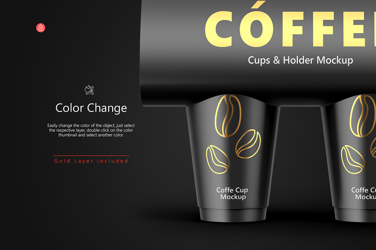Coffee Cups and Holder Mockups Front, a Cups & Container Mockup by HelenStock (Photo 2 of 9)