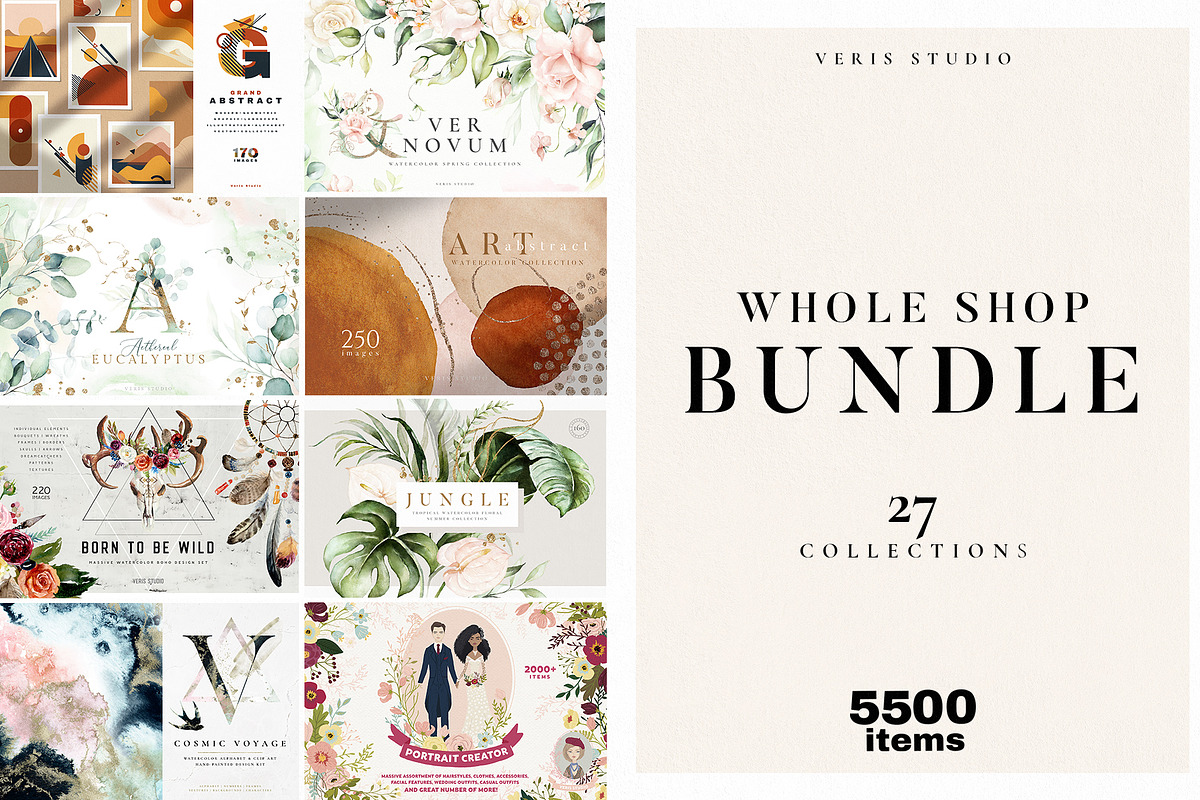 BUNDLE Whole Shop Watercolor Floral, a Decorative Illustration by Veris Studio (Photo 1 of 28)