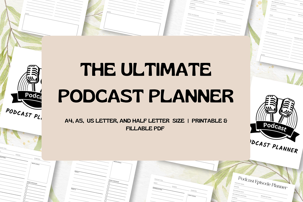 Podcast Planner Canva Template + PDF, a Stationery Template by Designbudy (Photo 1 of 7)