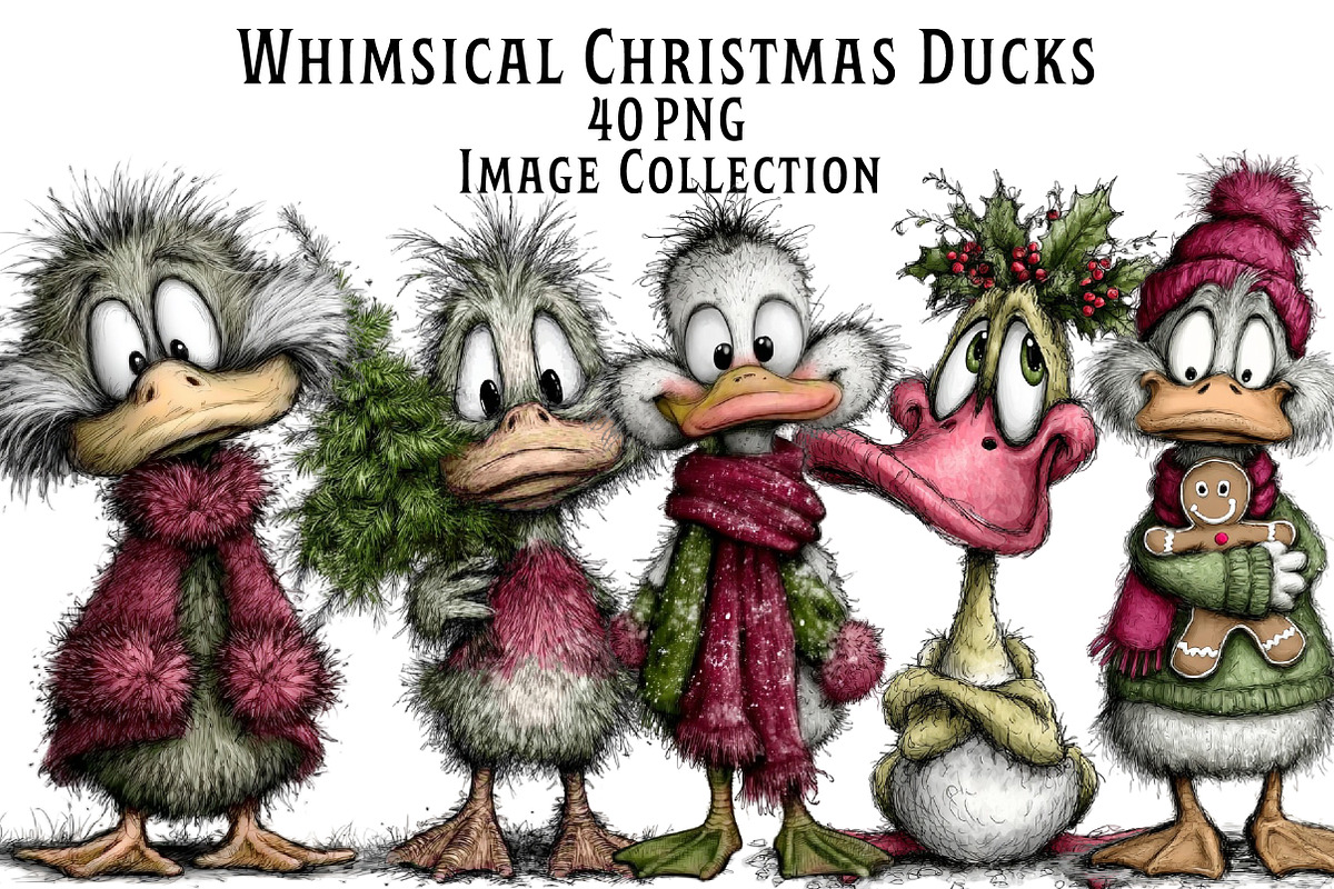 Christmas Whimsical Duck Clipart, an Illustration by Dream Creation (Photo 1 of 7)