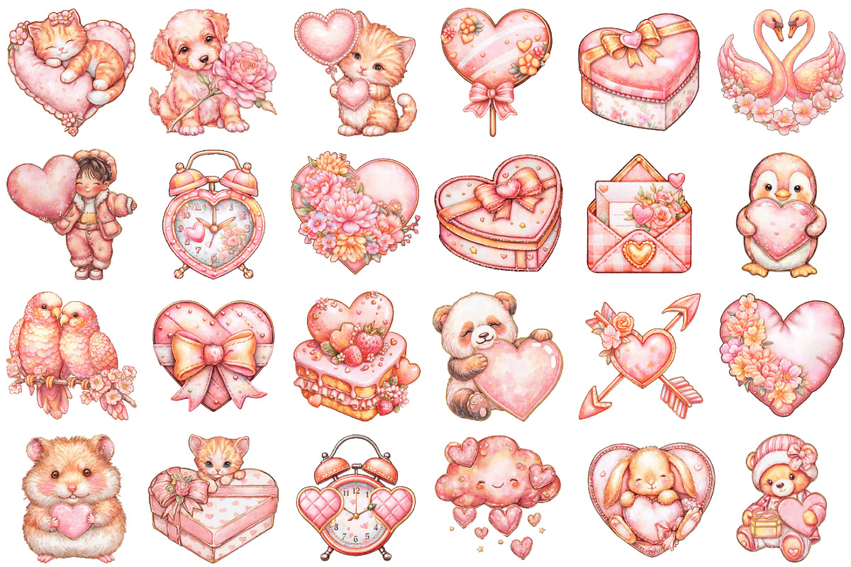 Cute Valentine Clipart, an Illustration by designcity5 (Photo 2 of 5)