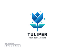 Tulip Plant Gradient Colorful Logo, a Branding & Logo Template by yuanesei