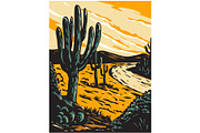 WPA Art of Saguaro National Park, an Illustration by patrimonio (Thumbnail 1 of 3)