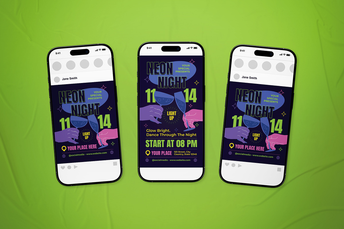 Neon Night Event Flyer Set, a Flyer Template by The Good Store (Photo 2 of 2)