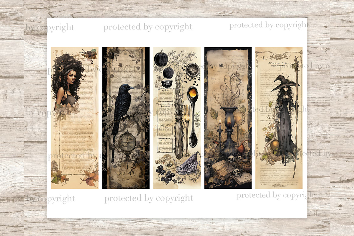 Book Of Spells Bookmarks, a Seasonal Illustration by GlamArtZhanna (Photo 3 of 3)