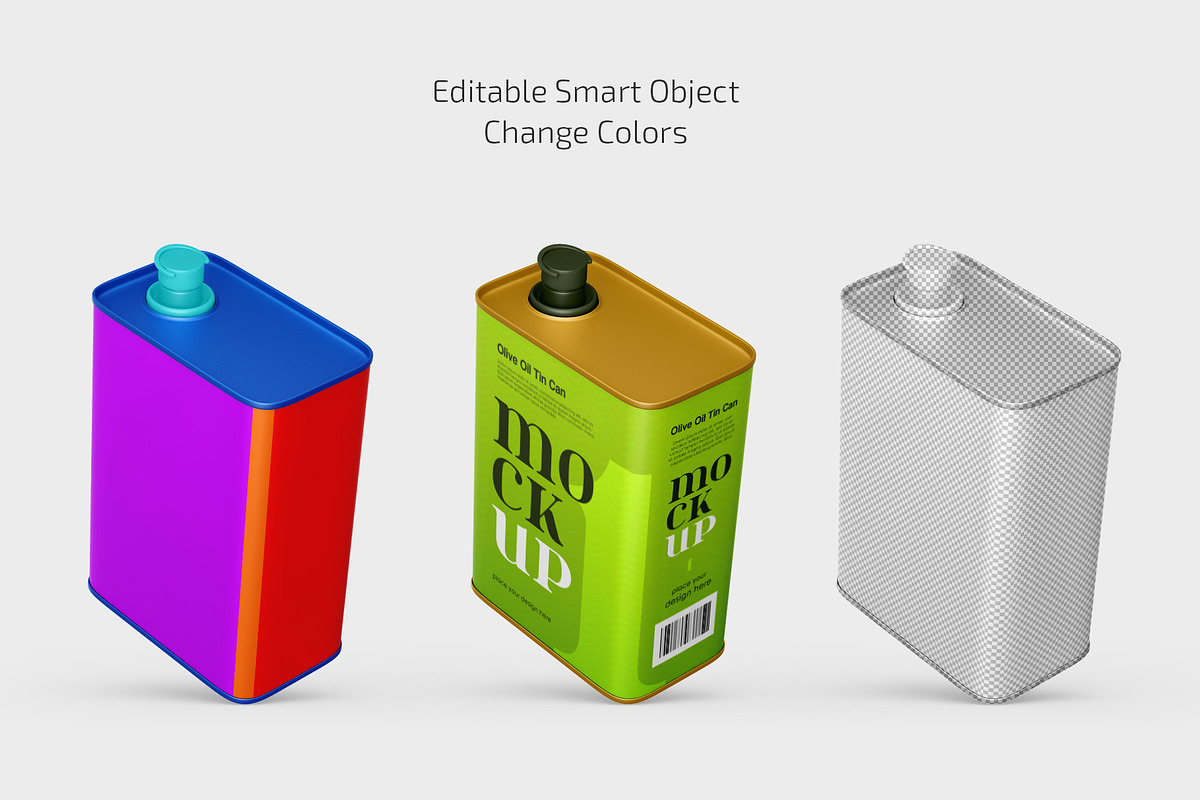 Olive Oil Tin Can Mockup Set, a Packaging Mockup by Country4k (Photo 2 of 4)