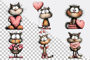 Whimsical Valentine's Cats Clipart B, an Illustration by SVGArt (Thumbnail 6 of 8)