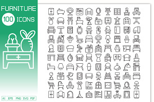 Furniture and Home Decorative Icons, an Outline Icon by Designfour
