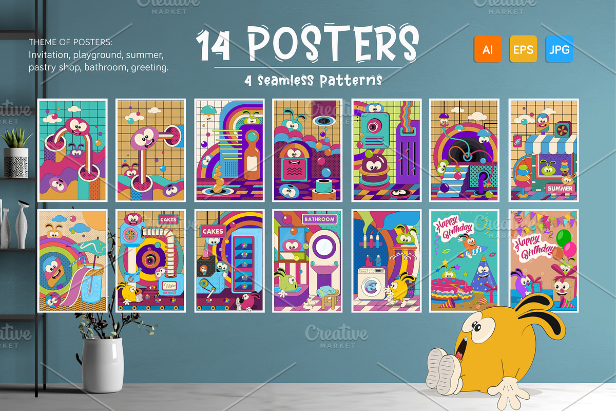14 Children's cards with characters, an Animal Illustration by KENO Mascots (Photo 1 of 10)