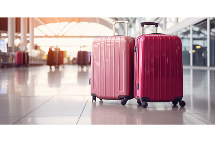 Two stylish suitcases standing in an, a Transportation Photo by ZinetroN
