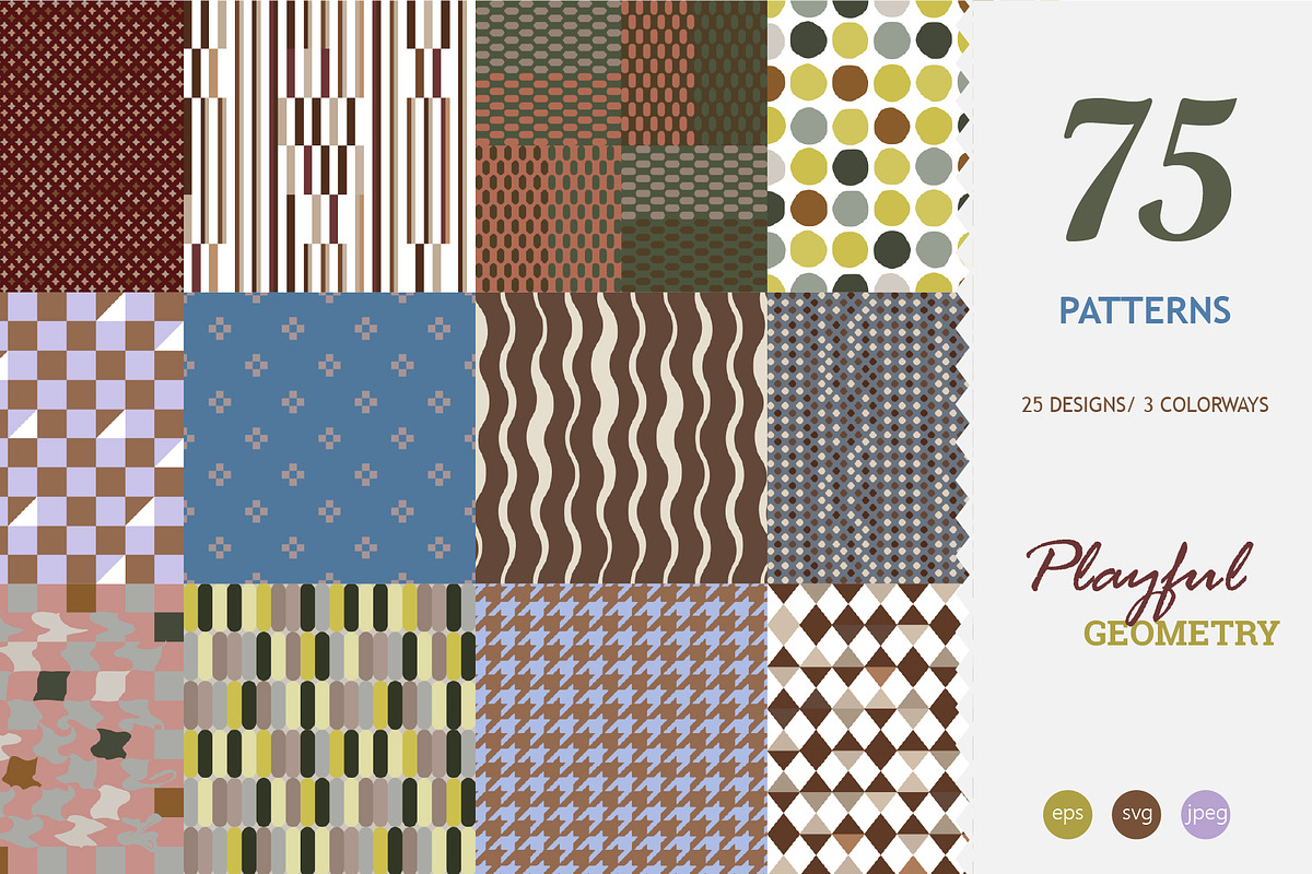 Playful Geometry - Pattern Bundle, a Pattern Graphic by InaCorart (Photo 1 of 17)