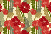 Poppy Botanical Lino, a Pattern Graphic by NayaChu (Thumbnail 1 of 9)