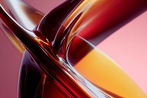 Abstract flowing glass creating dynamic curves with red and oran, a Photo by Studio ANNA