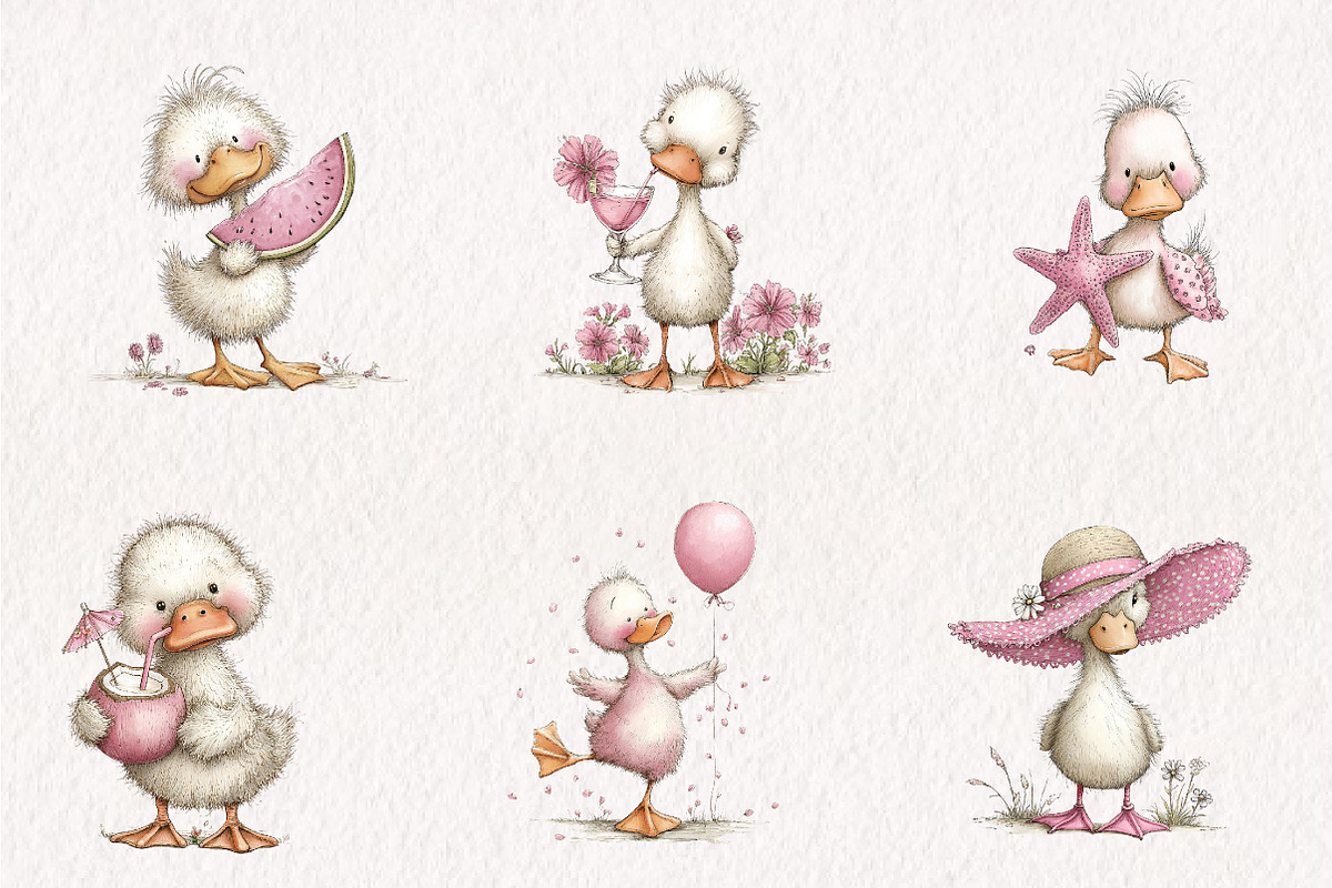Whimsical Summer Beach Duck Clipart, an Illustration by CreationArt (Photo 5 of 7)