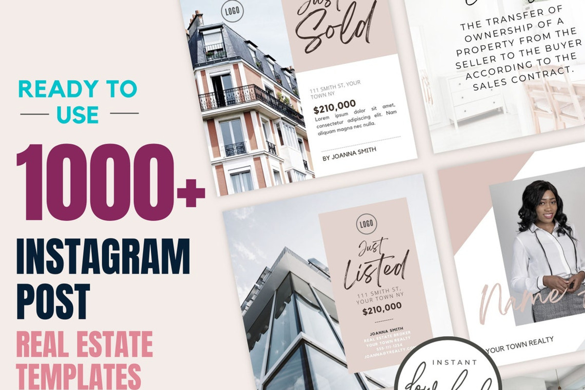 1000 Real Estate Instagram Posts, a Social Media Template by RealEstateDreams (Photo 1 of 10)