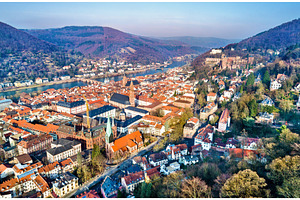 Aerial panorama of Heidelberg old town in Germany, an Architecture Photo by Leonid Andronov