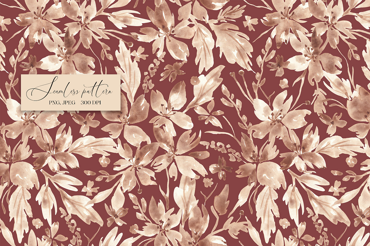 Mocha Mousse Floral pattern, a Pattern Graphic by SirenaArt (Photo 5 of 16)