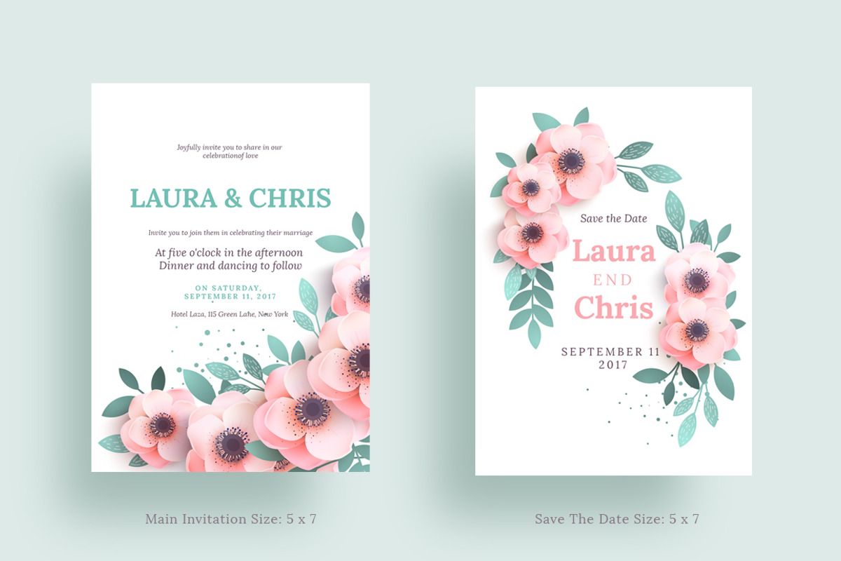 Anemones Wedding Invitation set, an Invitation Template by Fay_Francevna (Photo 3 of 5)