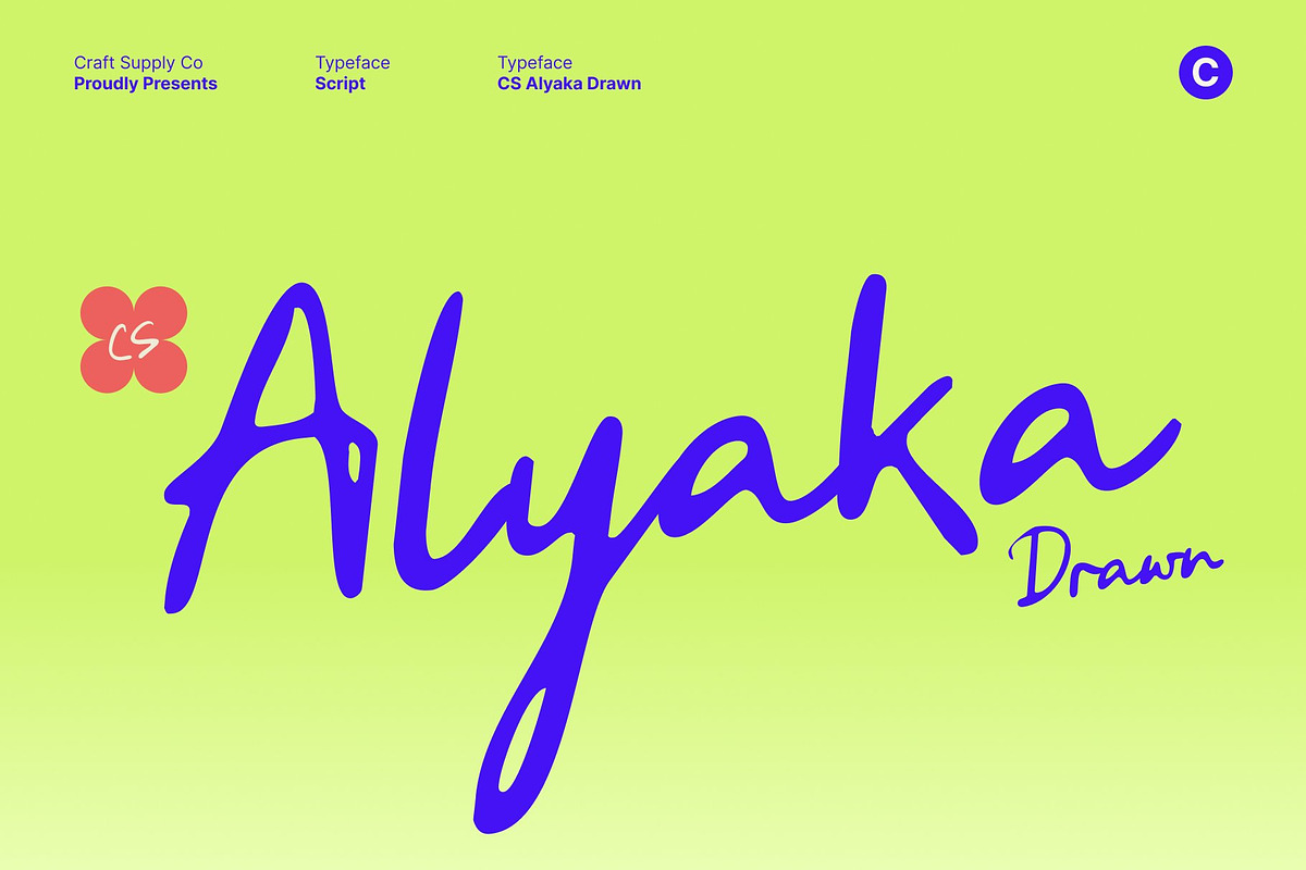 CS Alyaka Drawn, a Script Font by Craft Supply Co. (Photo 1 of 8)