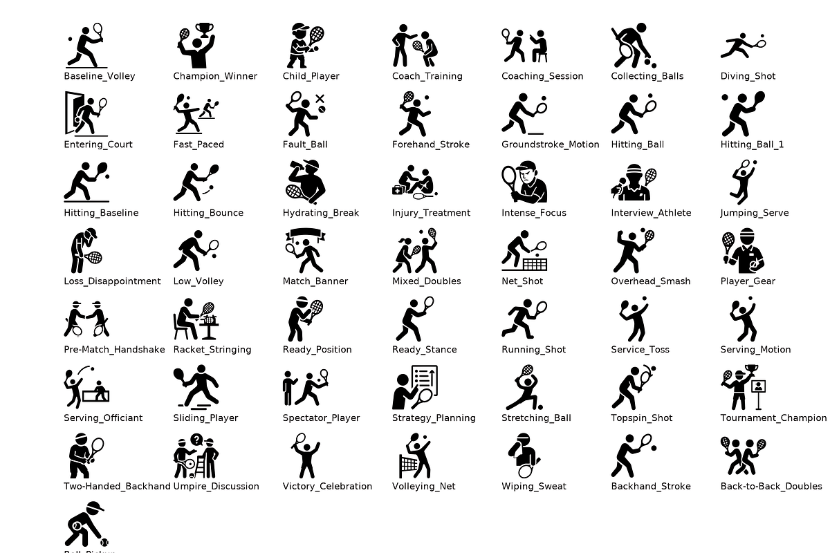 Tennis Player Icons, an Icon by Symbolic Language