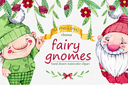 hand drawn watercolor fairy gnomes, a Decorative Illustration by OlyaSenko (Thumbnail 1 of 7)