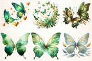 Green Gold Butterflies Clipart, an Illustration by DreamCafeArt (Thumbnail 4 of 6)