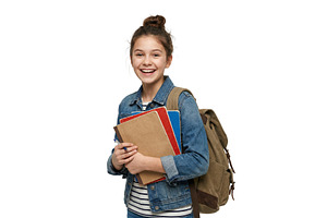 Girl Smiling With Books