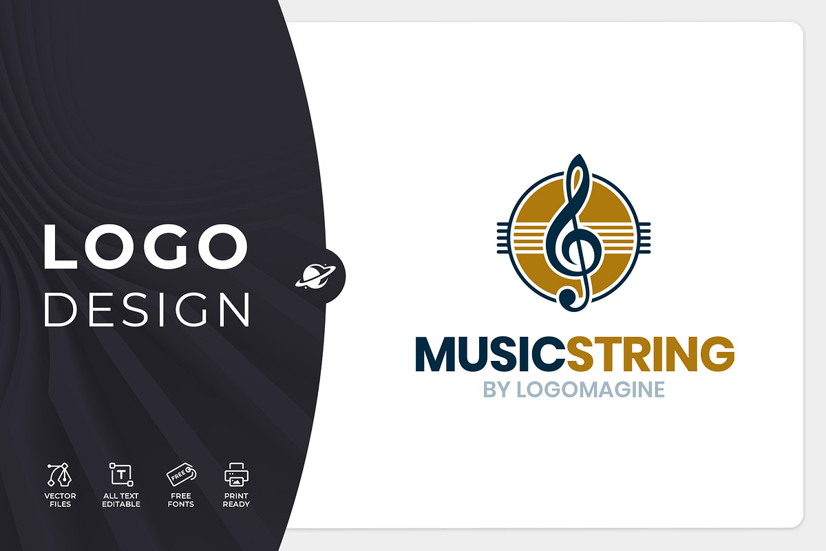 Music String Logo Template, a Branding & Logo Template by LOGOMAGINE (Photo 1 of 16)