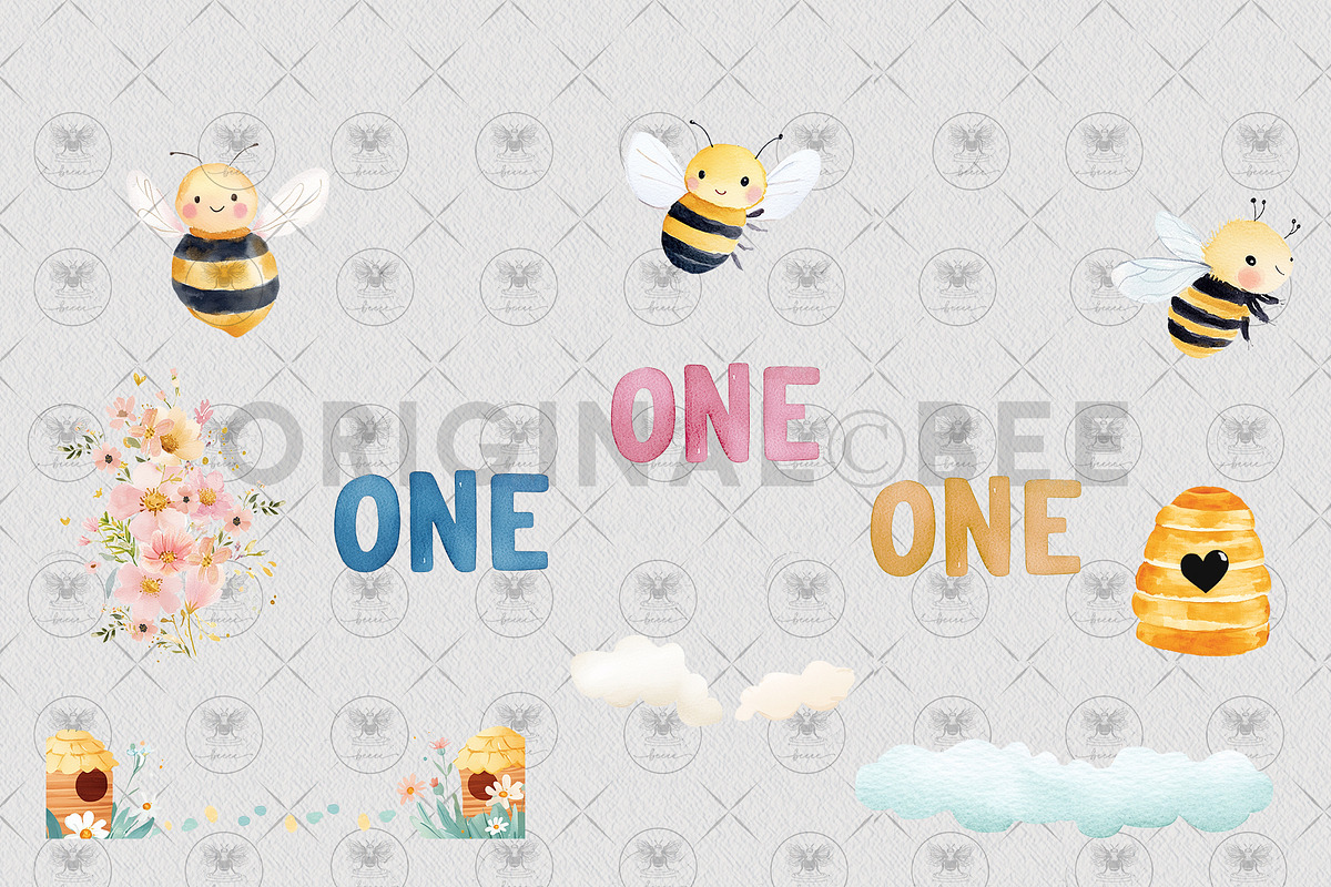 Bee Theme Clipart Set, an Illustration by BigCakeBee (Photo 3 of 4)